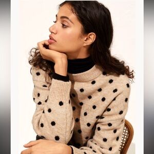 Cozy Polka Dot Beige Sweater